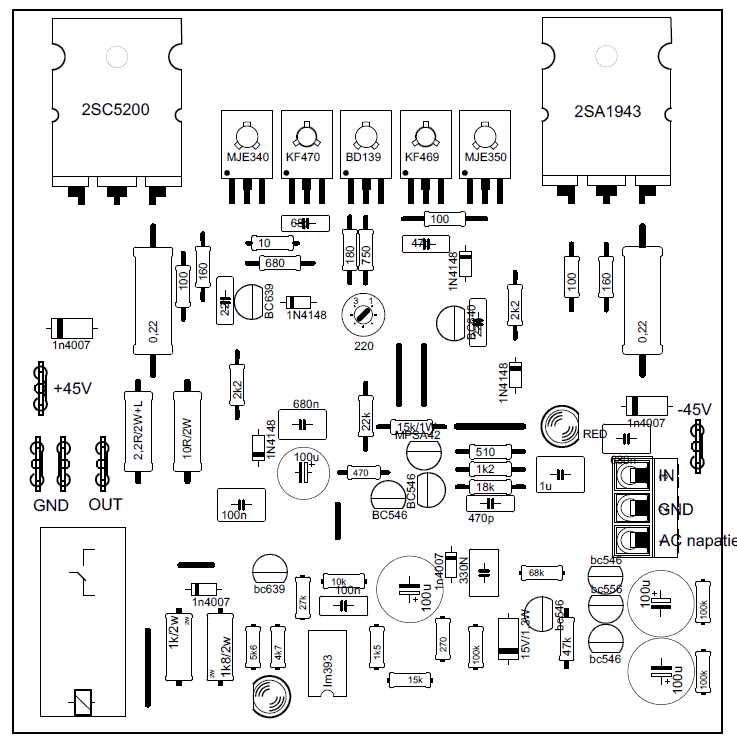100 watts amplifier circuit diagram