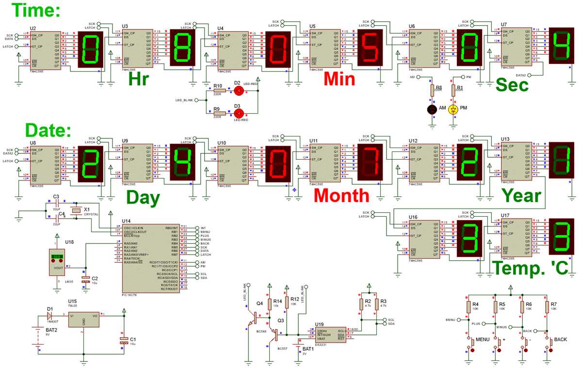 12 hour digital clock circuit diagram