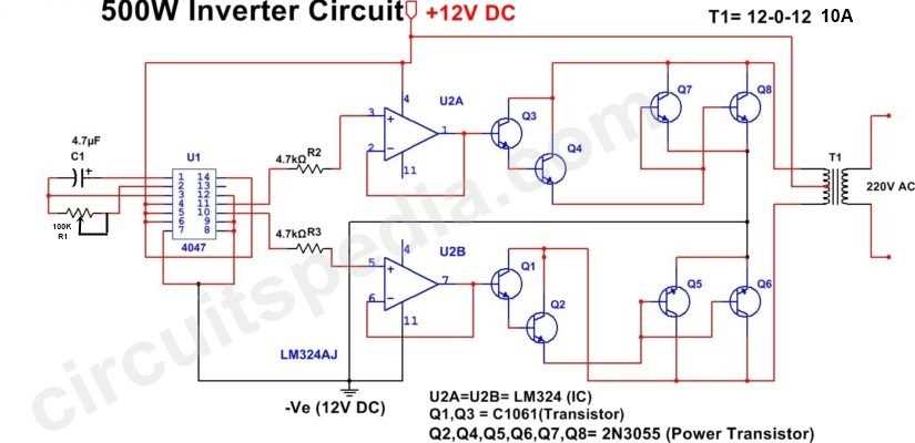 12v dc to 220v ac inverter circuit diagram