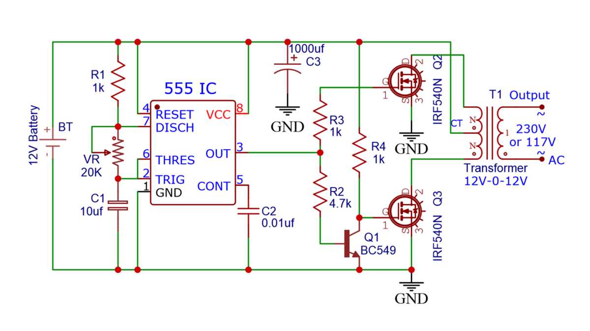 12v dc to 220v ac inverter circuit diagram