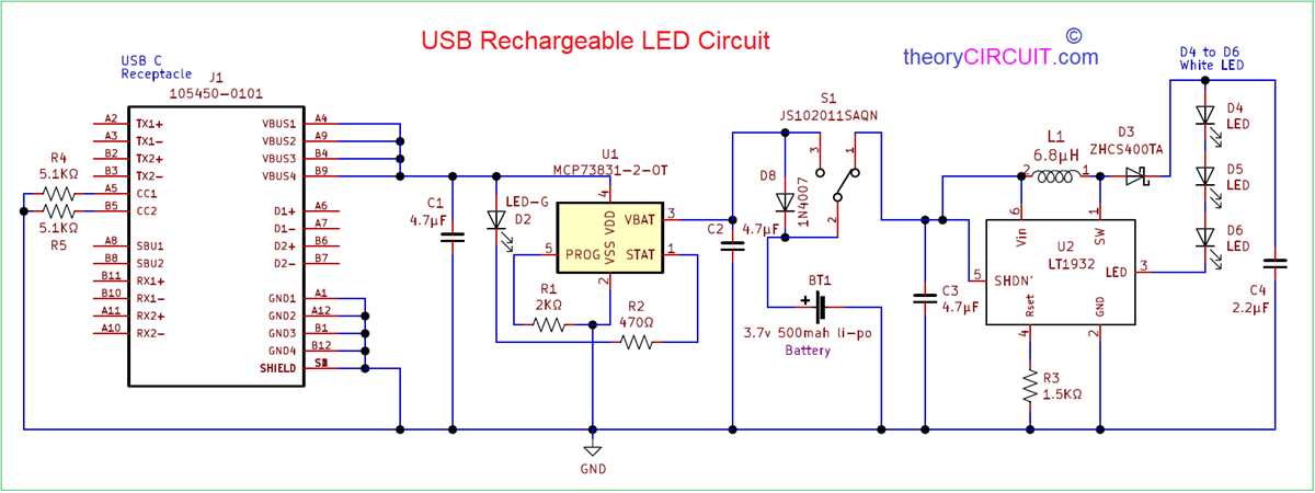 12v emergency light circuit diagram