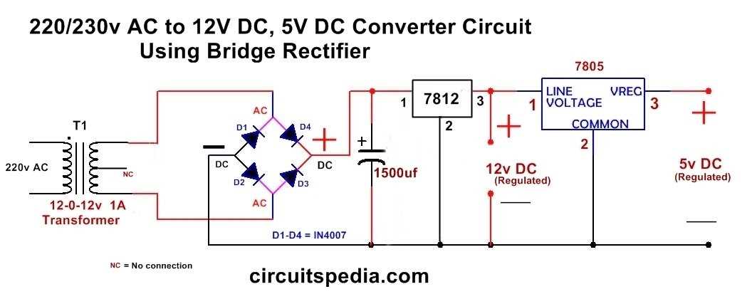 12v ac to 12v dc converter circuit diagram