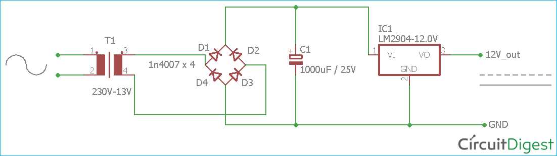 12v ac to dc converter circuit diagram