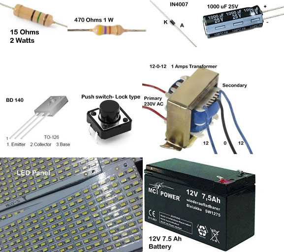 12v emergency light circuit diagram