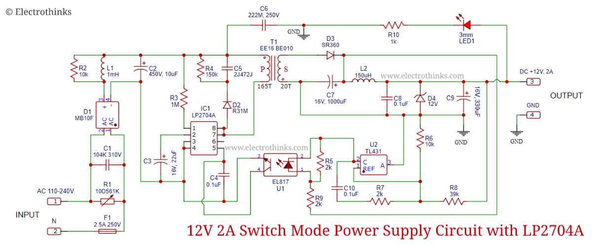 12v smps circuit diagram