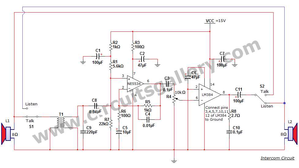 2 way intercom circuit diagram