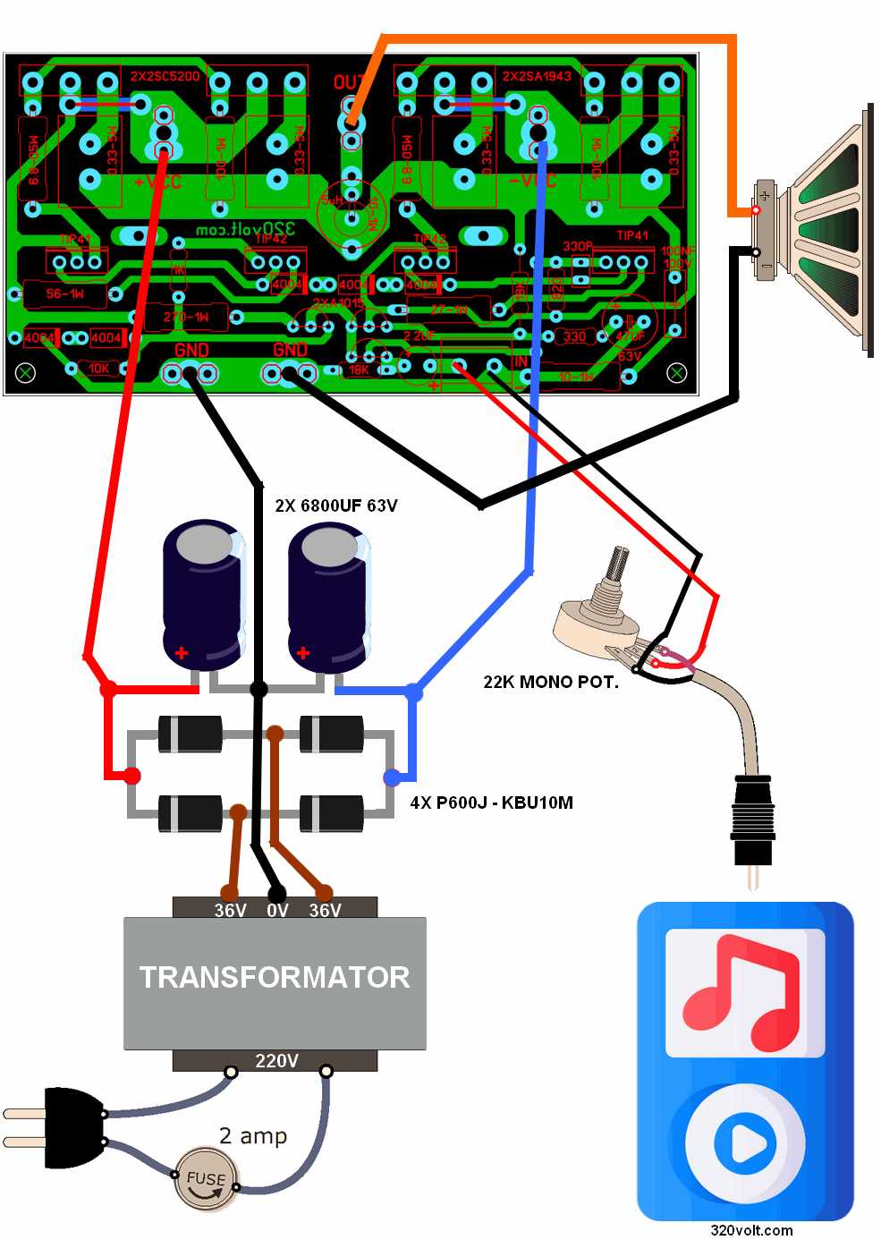 200w subwoofer amplifier circuit diagram