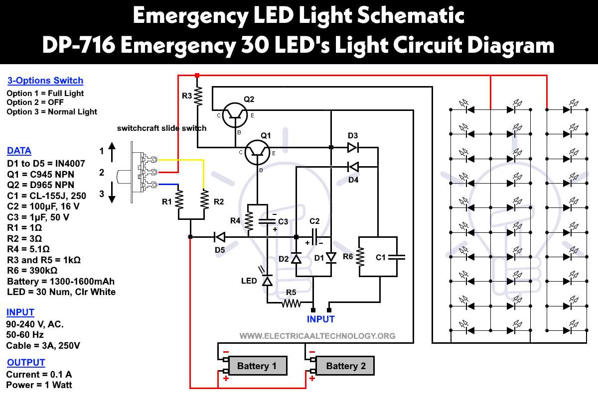 3.7v emergency light circuit diagram