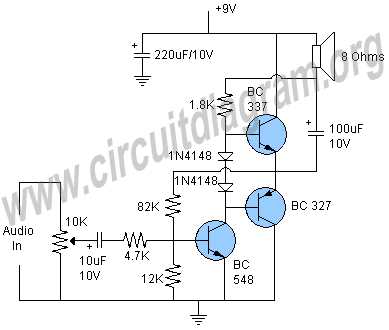 4 transistor audio amplifier circuit diagram