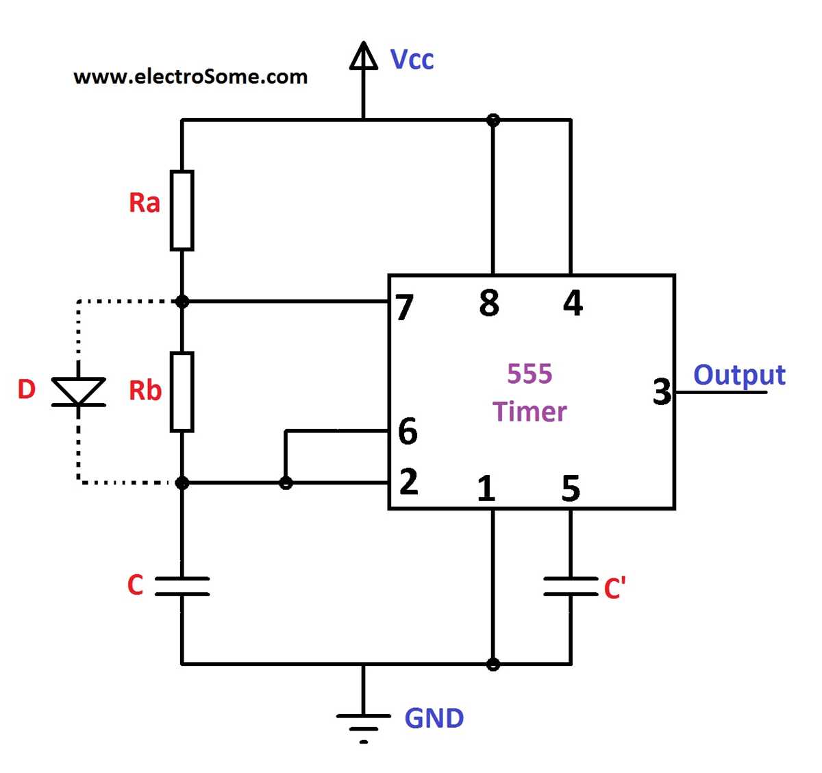 555 timer oscillator circuit diagram