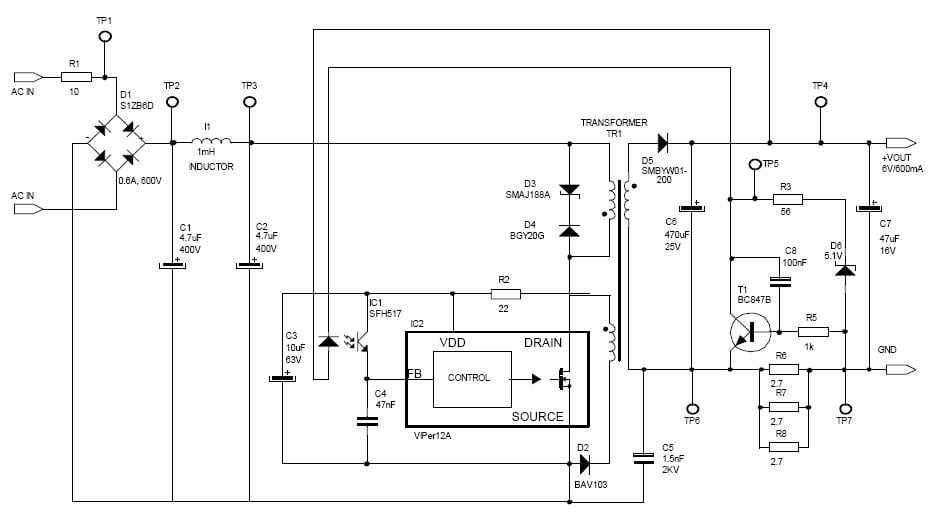 ac dc adapter circuit diagram