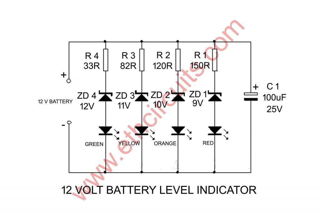 battery level indicator circuit diagram