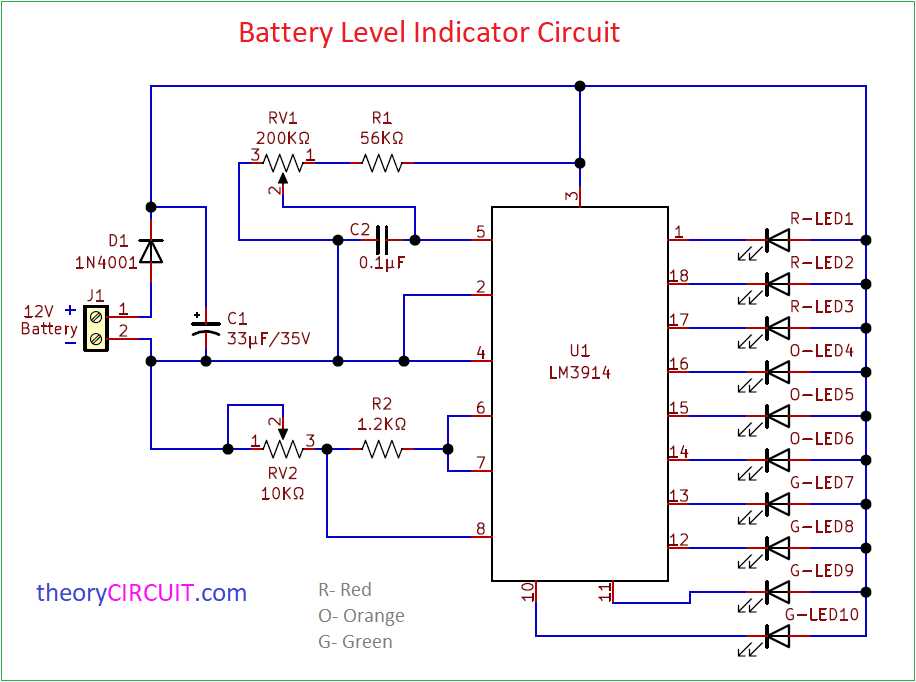 battery level indicator circuit diagram