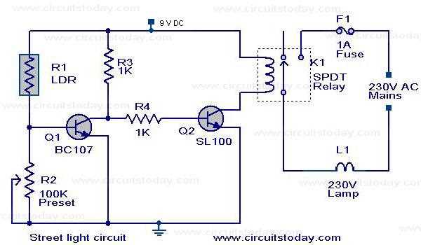 circuit diagram of automatic street light