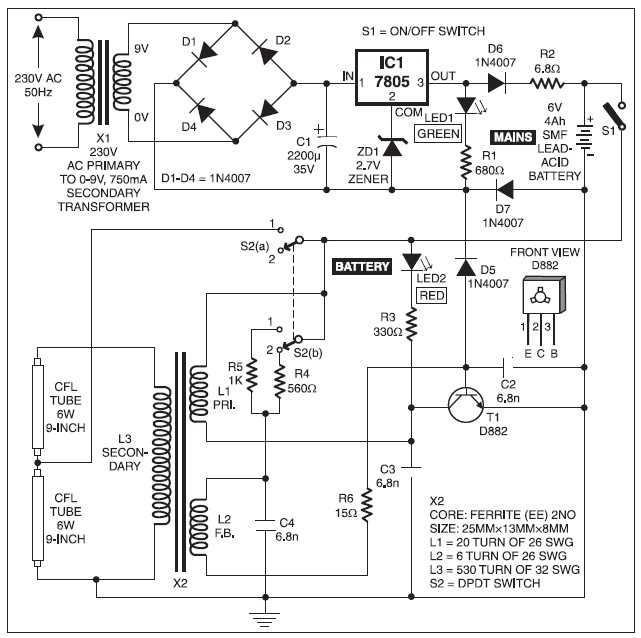 emergency lamp circuit diagram
