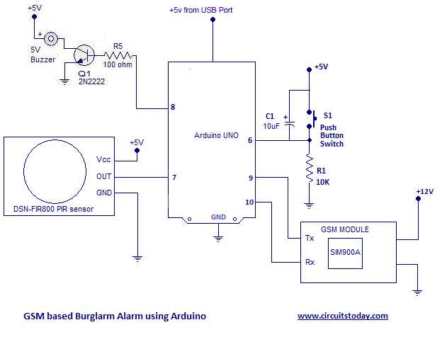 intruder alarm circuit diagram