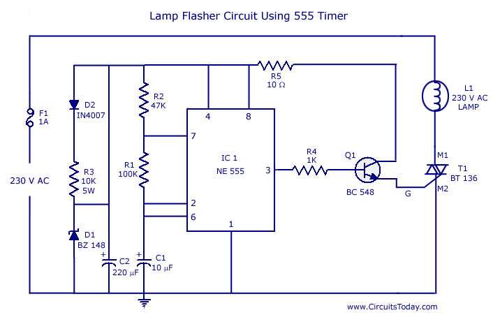led flasher circuit diagram with 555