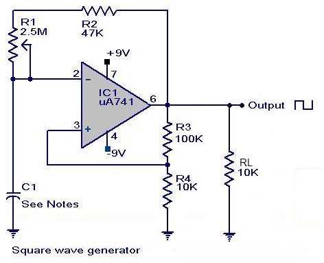 circuit diagram of square wave generator