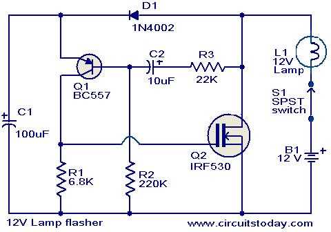 12v flasher circuit diagram