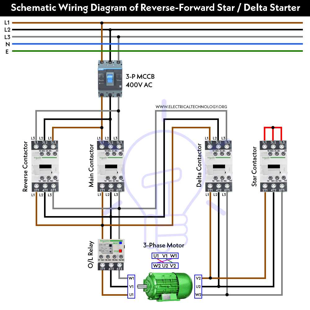 3 phase forward reverse motor control circuit diagram
