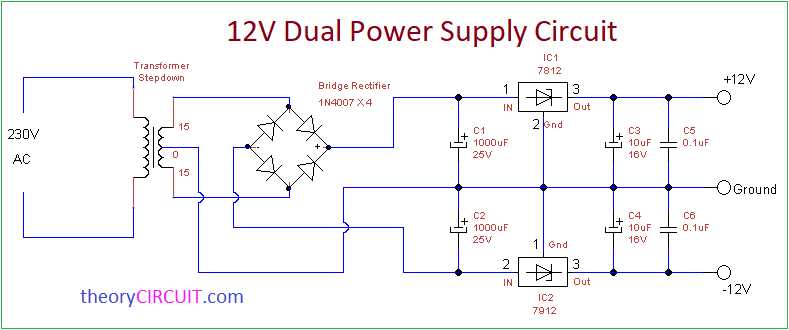 dual power supply circuit diagram with explanation