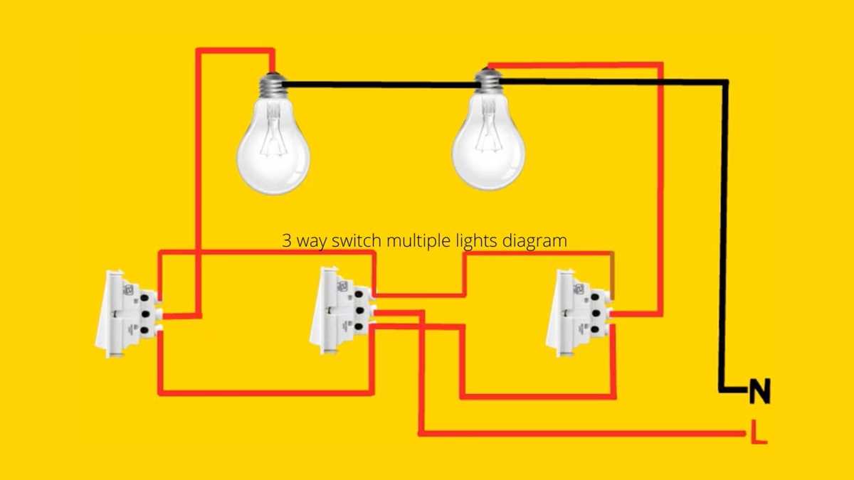 wiring a three way switch multiple lights diagram