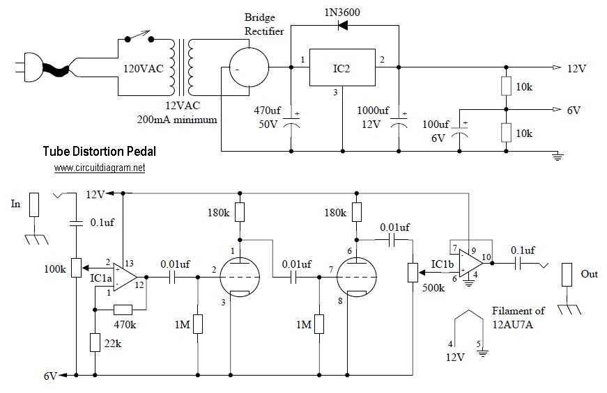 distortion pedal circuit diagram