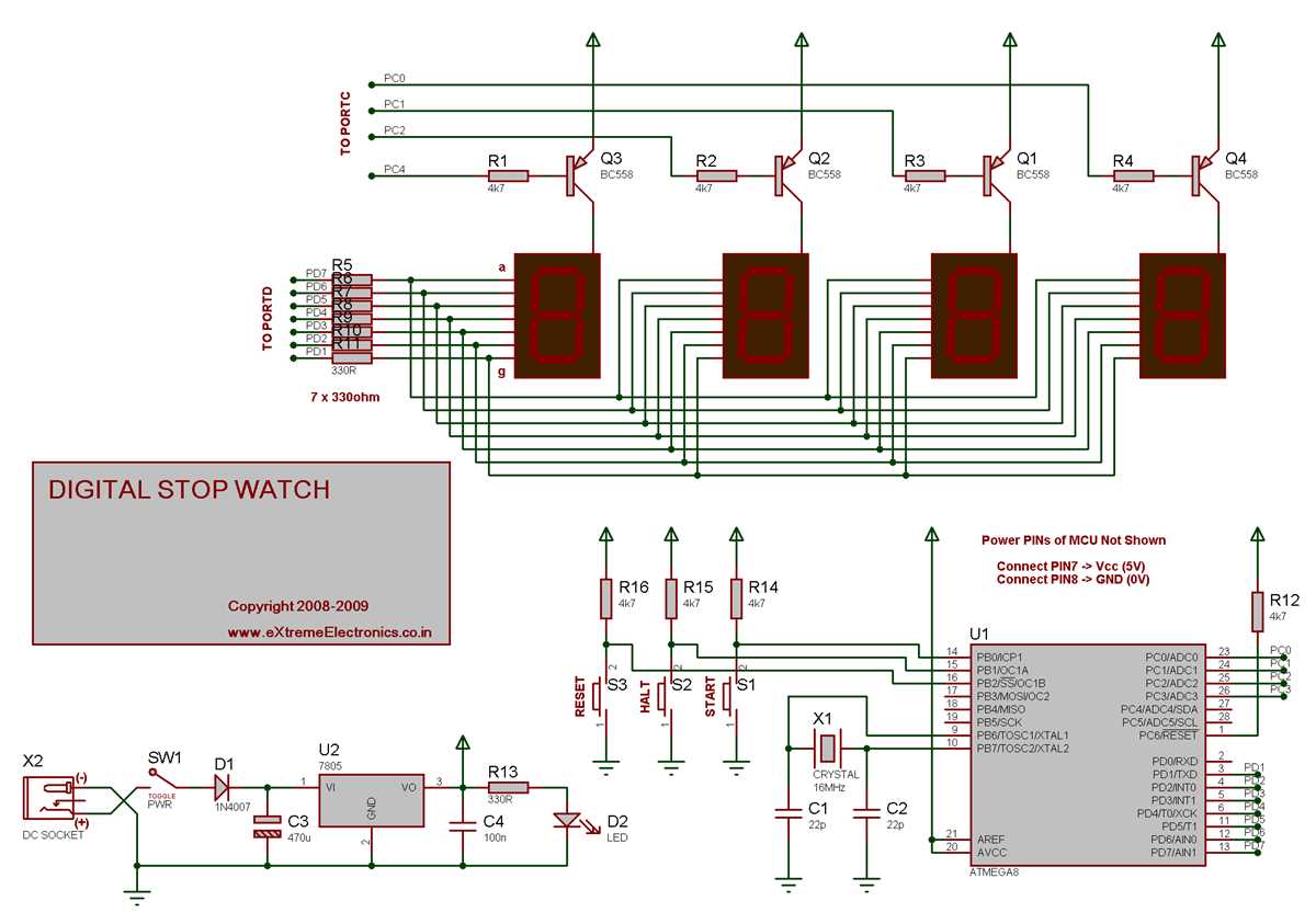 digital watch circuit diagram