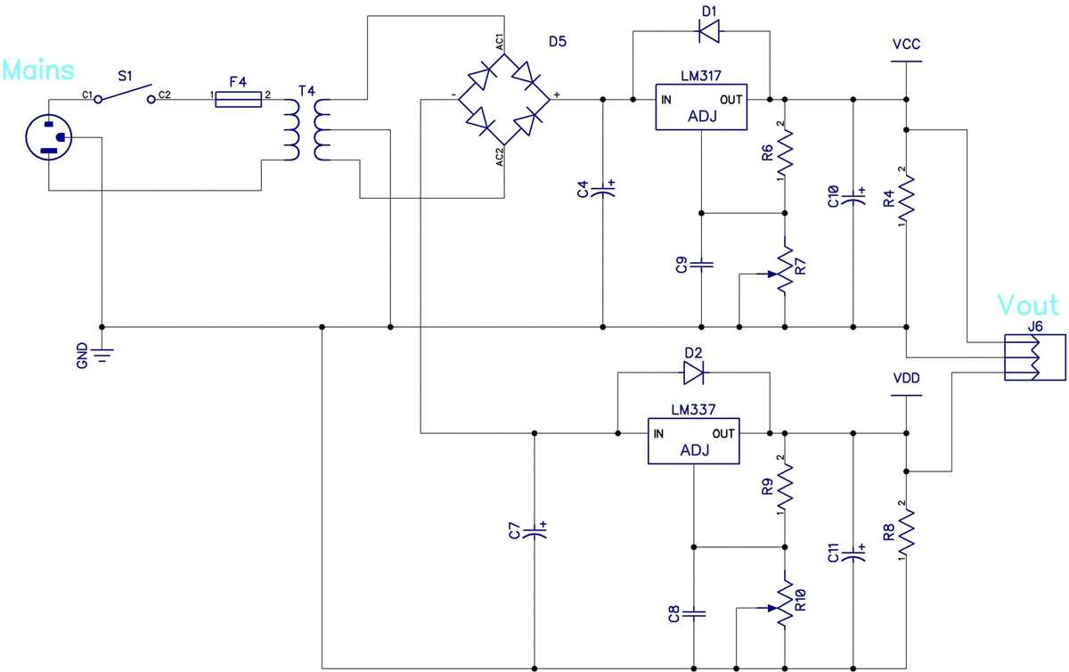 dual power supply circuit diagram with explanation