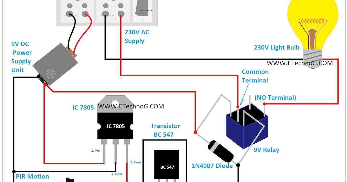 motion sensor circuit diagram for lighting
