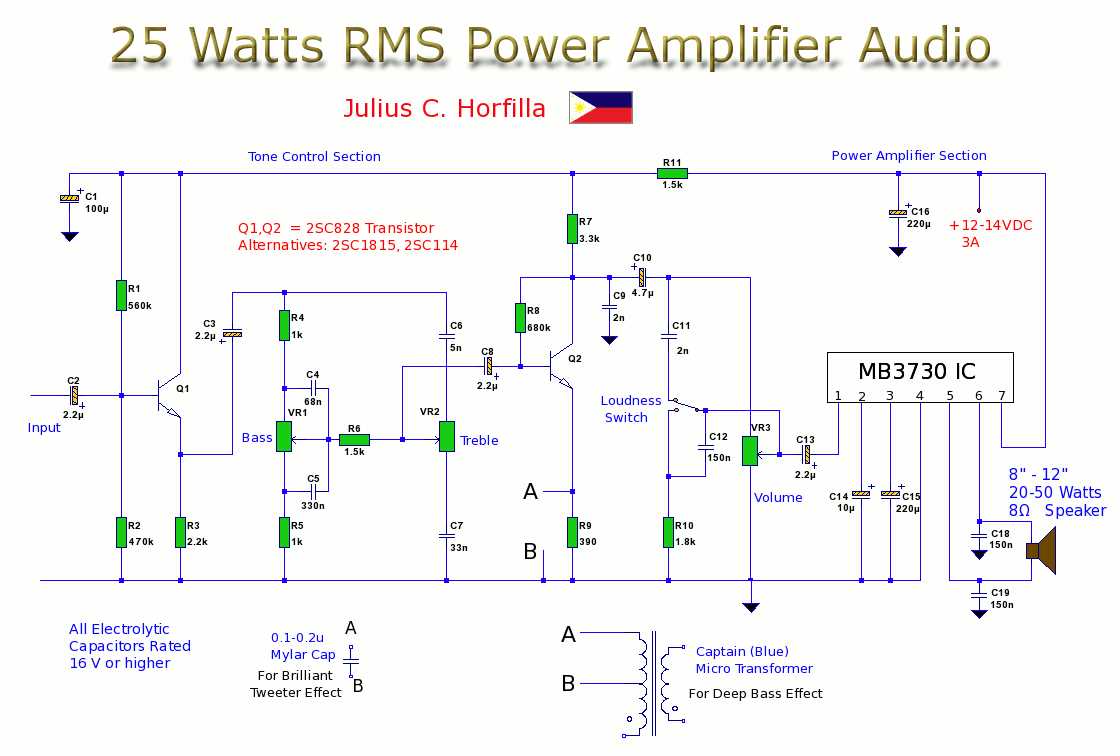bass amplifier circuit diagram