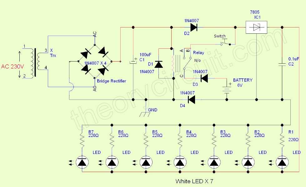 emergency lamp circuit diagram