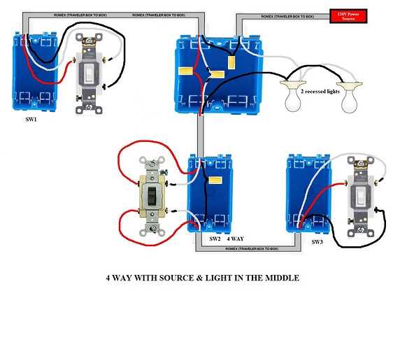 4 way switch wiring diagram power at switch