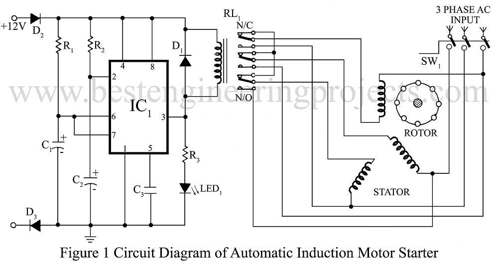 three phase induction motor circuit diagram