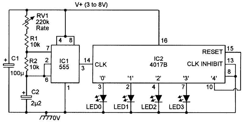 led light chaser circuit diagram