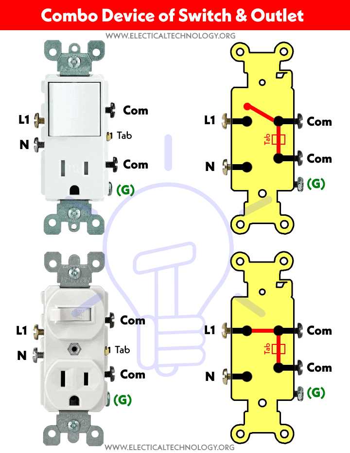 light switch outlet combo wiring diagram