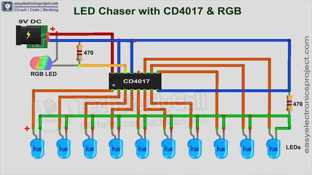 led light chaser circuit diagram