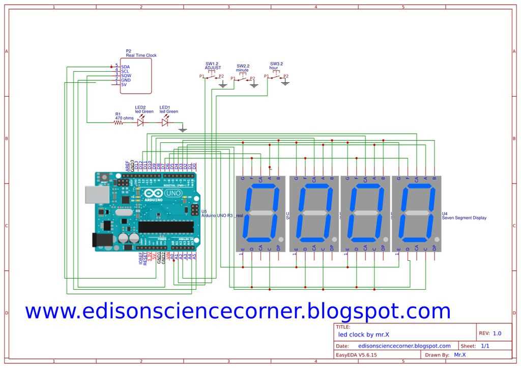 7 segment display digital clock circuit diagram
