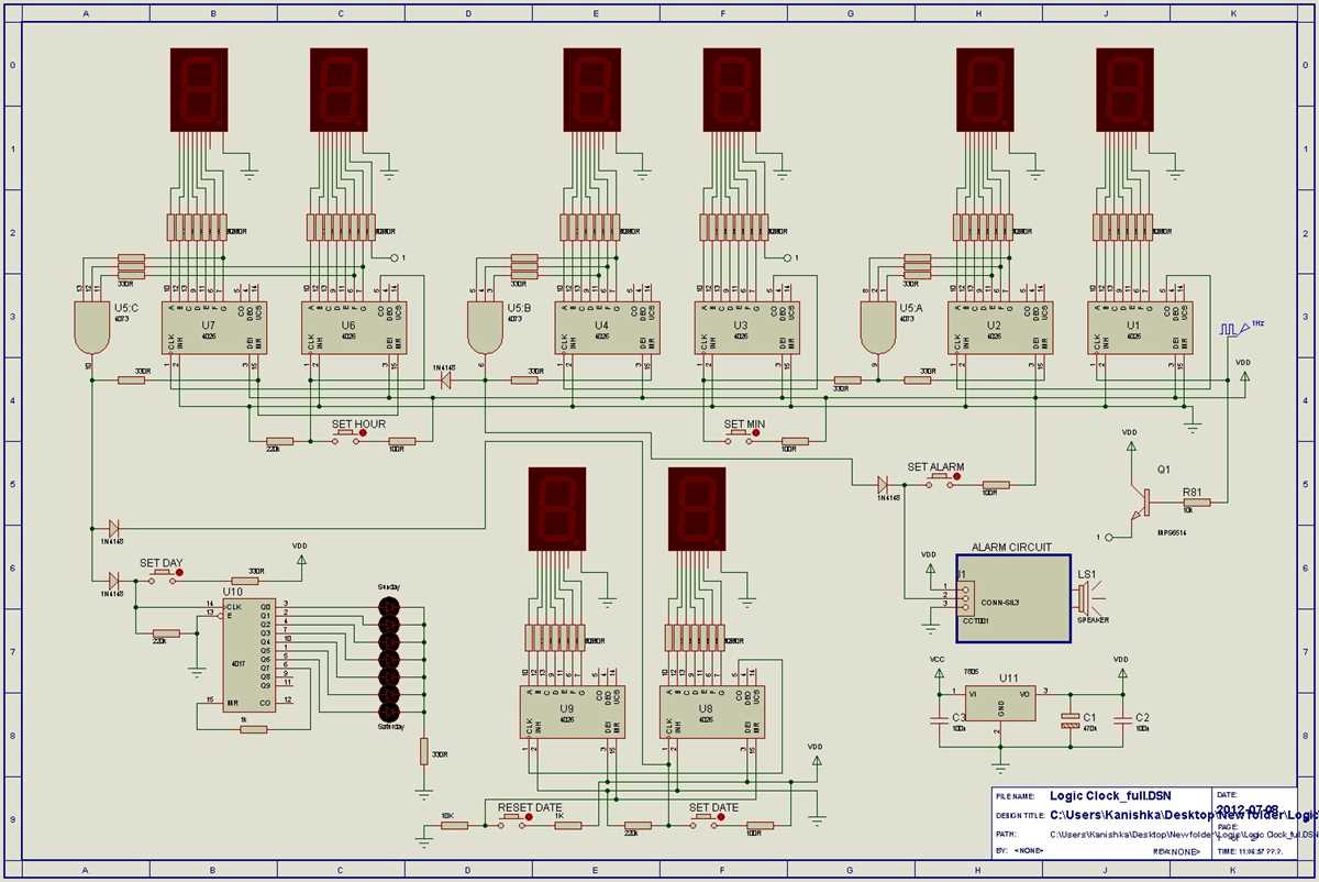 12 hour digital clock circuit diagram
