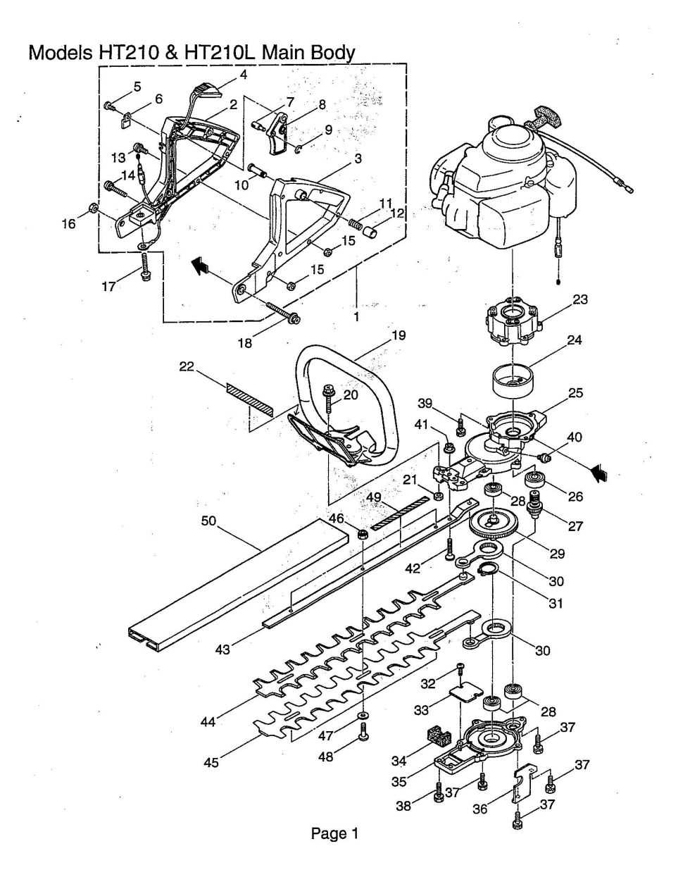 craftsman hedge trimmer parts diagram