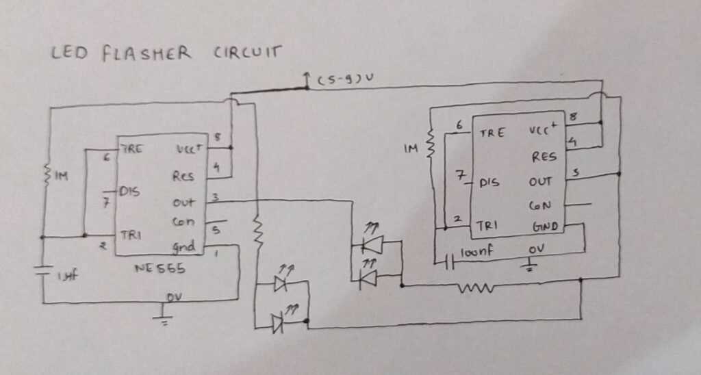 led flasher circuit diagram with 555