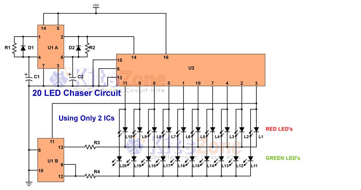 led light chaser circuit diagram