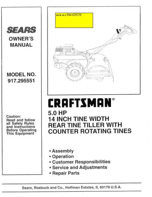 craftsman tiller model 917 parts diagram