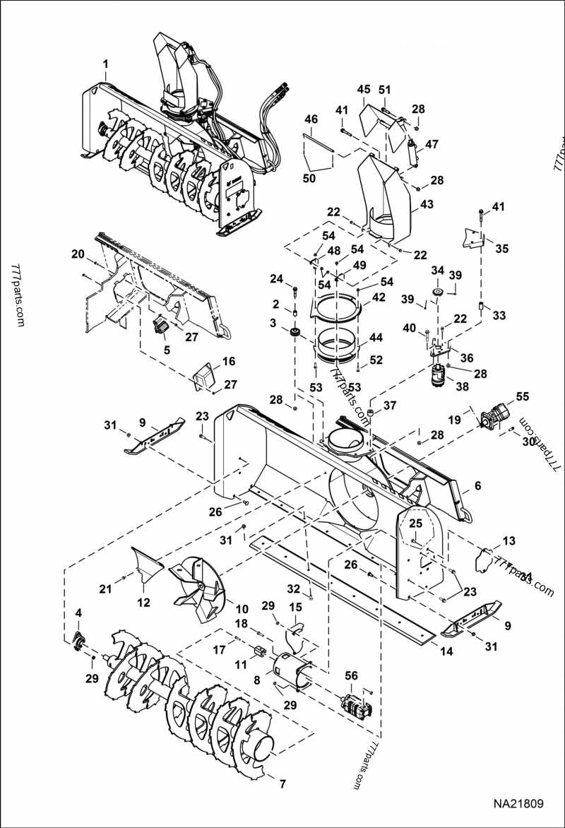 parts of a snowblower diagram