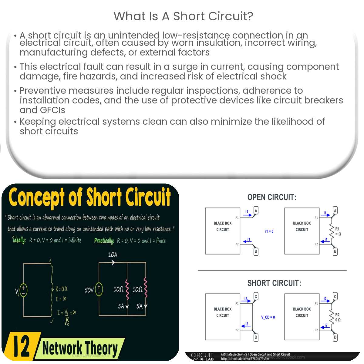 how to identify short circuit in a circuit diagram